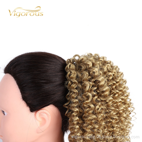 Afro Drawstring Ponytail Kinky Curly Puffs Curly Ponytail Extension Synthetic Brown Clip In Hair Pony tail for Women